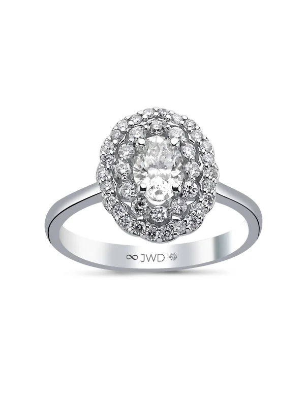 0.96 Ct F SI 3.45 gr 14 K JWD Pırlanta Oval Yüzük