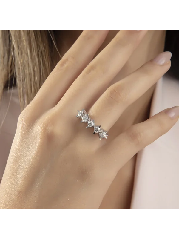 0.96 Ct F SI 4.20 gr 14 K JWD Pırlanta Beştaş Yüzük