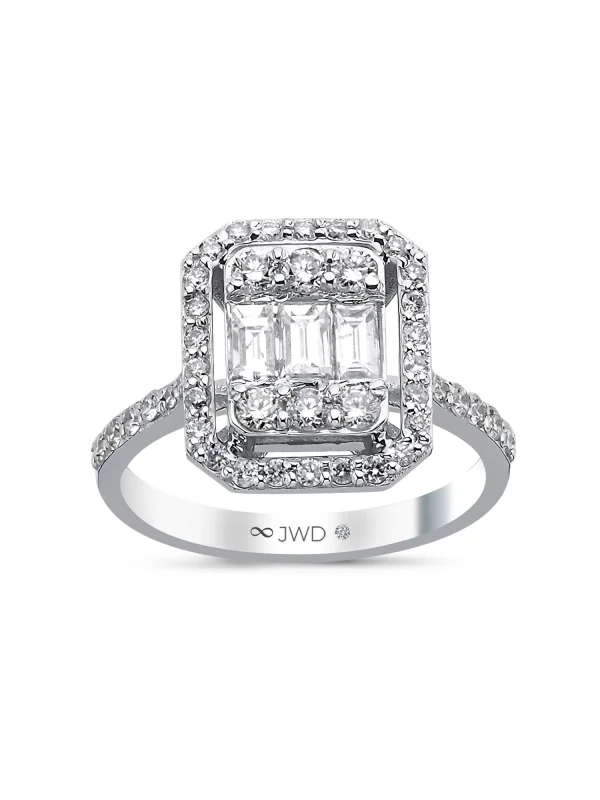 1.05 Ct F SI 4.28 gr 14 K JWD Pırlanta Baget Yüzük