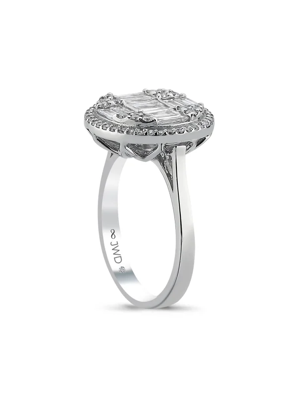 1.09 Ct F SI 4.37 gr 14 K JWD Pırlanta Baget Yüzük