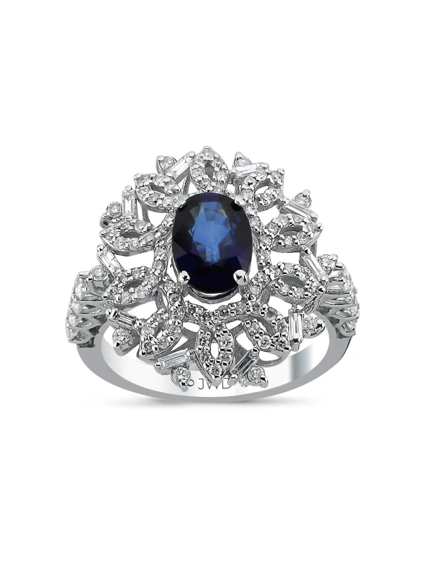 2.29 Ct F SI 5.15 gr 14 K JWD Pırlanta Tasarım D. Safir Yüzük