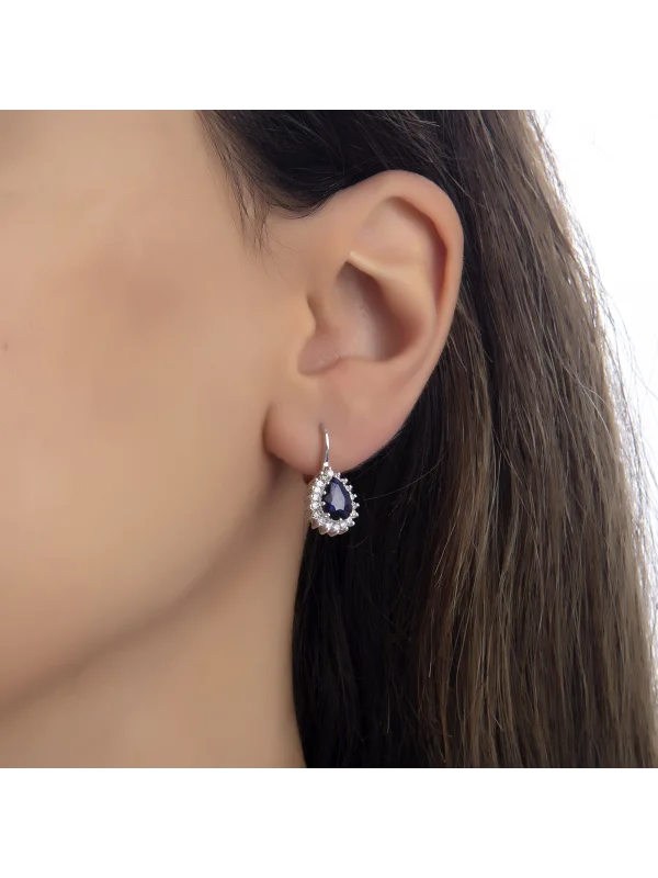 2.38 Ct F SI 4.84 gr 14 K JWD Pırlanta Safir Küpe