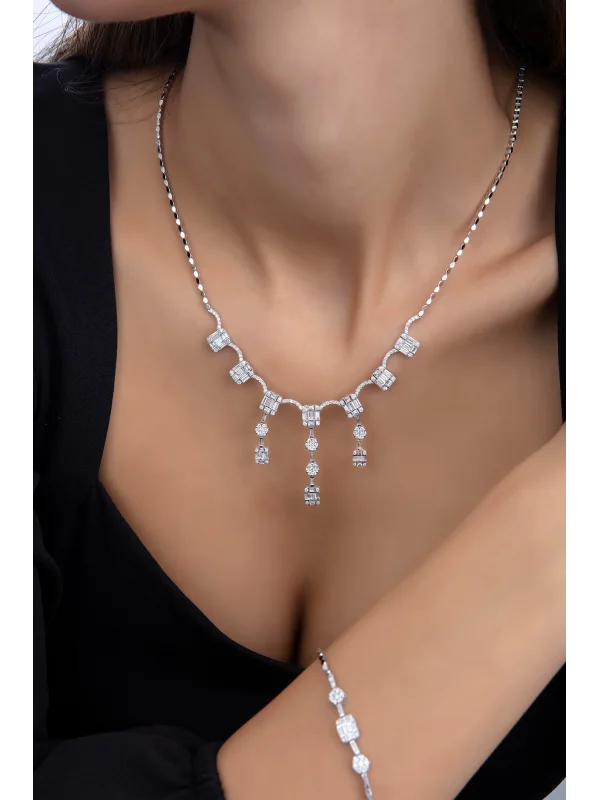 3.10 Ct F Si 10.98 gr 14 K JWD Pırlanta Baget Gerdanlık