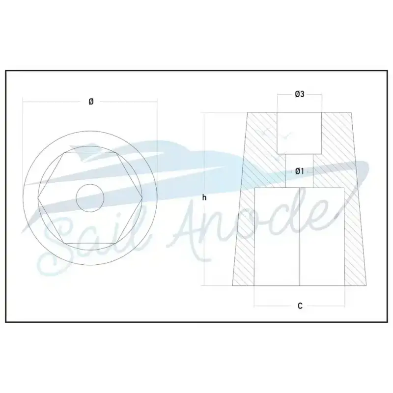 Pervane Tutyalar Altıköşe Yedek Çinko Sail Anode h-45
