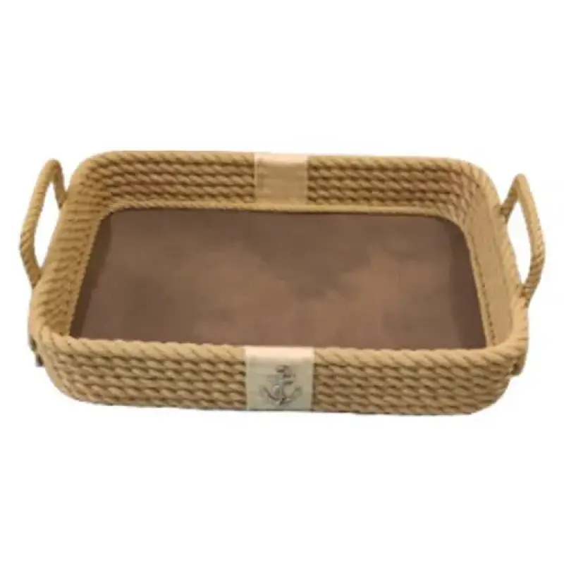 CaptainRA Deri Tabanlı Tepsi (Dikdörtgen) Krem