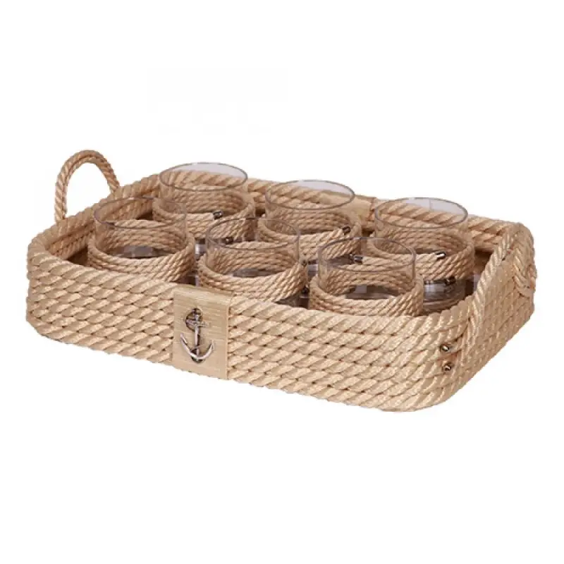 CaptainRA Viski Bardaklı Tepsi Bej