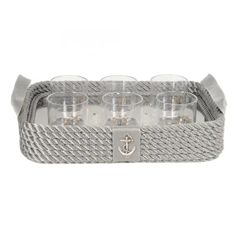 CaptainRA Viski Bardaklı Tepsi Gri