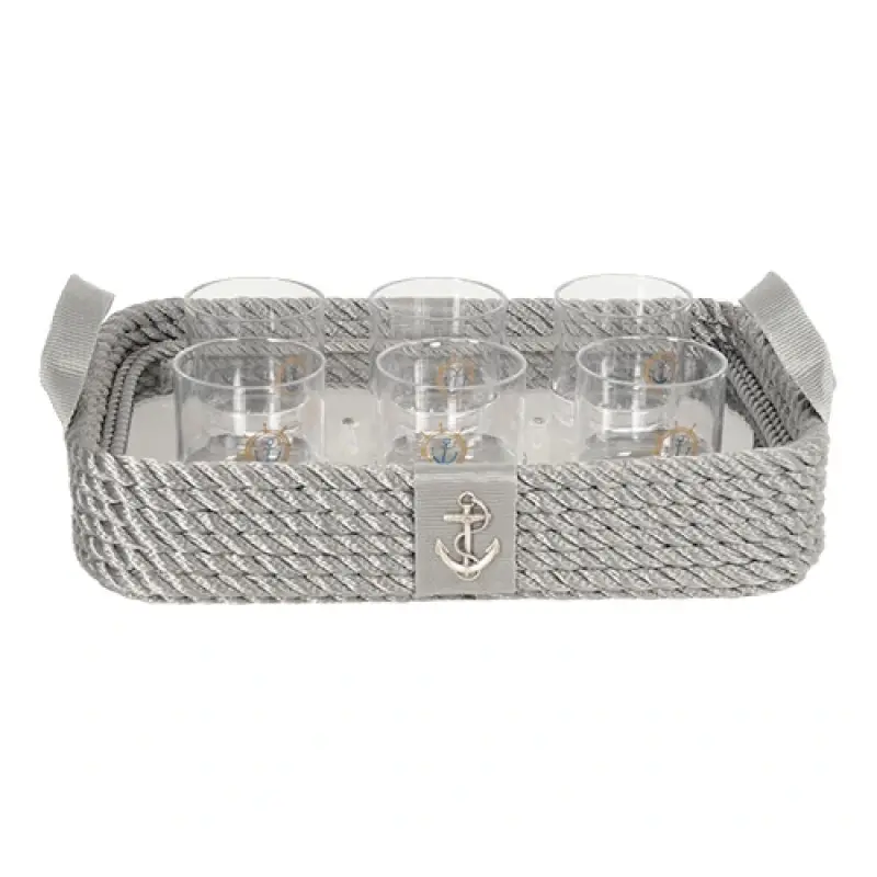 CaptainRA Viski Bardaklı Tepsi Gri