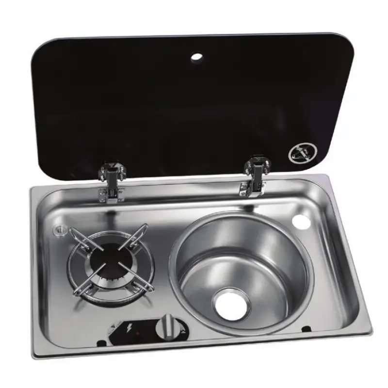 Navy Load Cam Kapaklı Ocak ve Sağ Evye NL24000