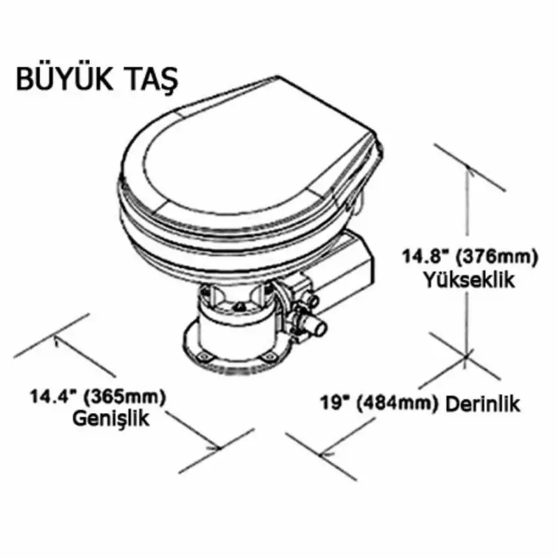 Tmc Elektrikli Marin Tuvalet - Küçük Taş - 12v