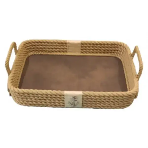 CaptainRA Deri Tabanlı Tepsi (Dikdörtgen) Krem