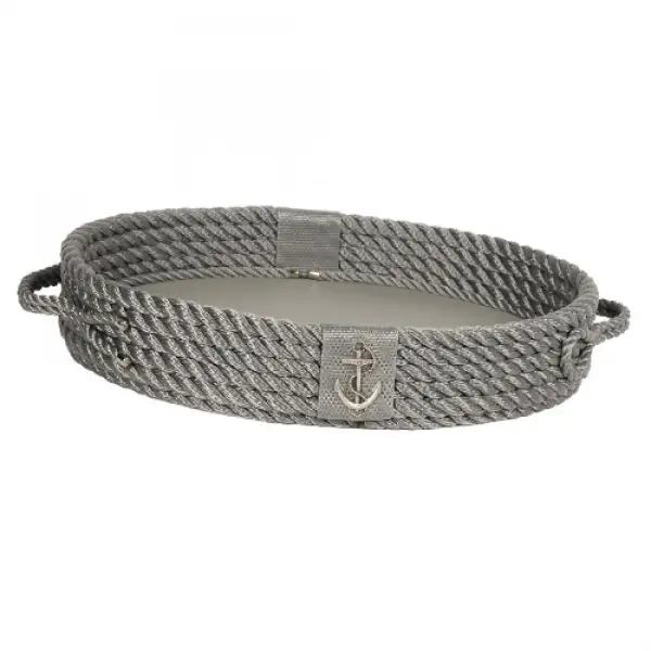 CaptainRA Deri Tabanlı Tepsi (Oval) Gri