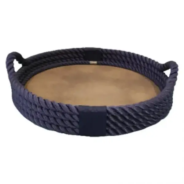 CaptainRA Deri Tabanlı Tepsi (Yuvarlak) Lacivert