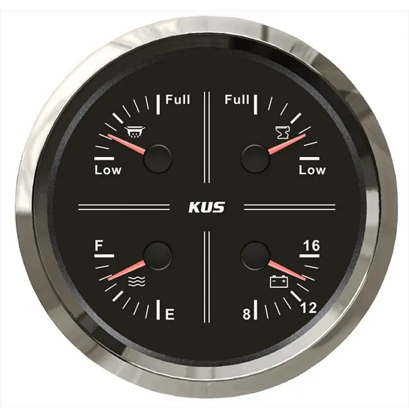 KUS Temiz Su + Pis Su + Gri Su + 12V Voltmetre 4lü Gösterge 111mm - Beyaz