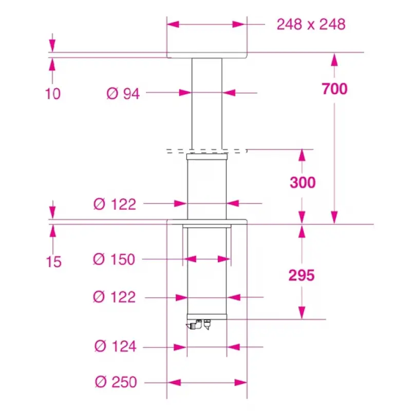 Barka Elektrikli Gömme Masa Ayağı 24V.Tek Kademe-700mm