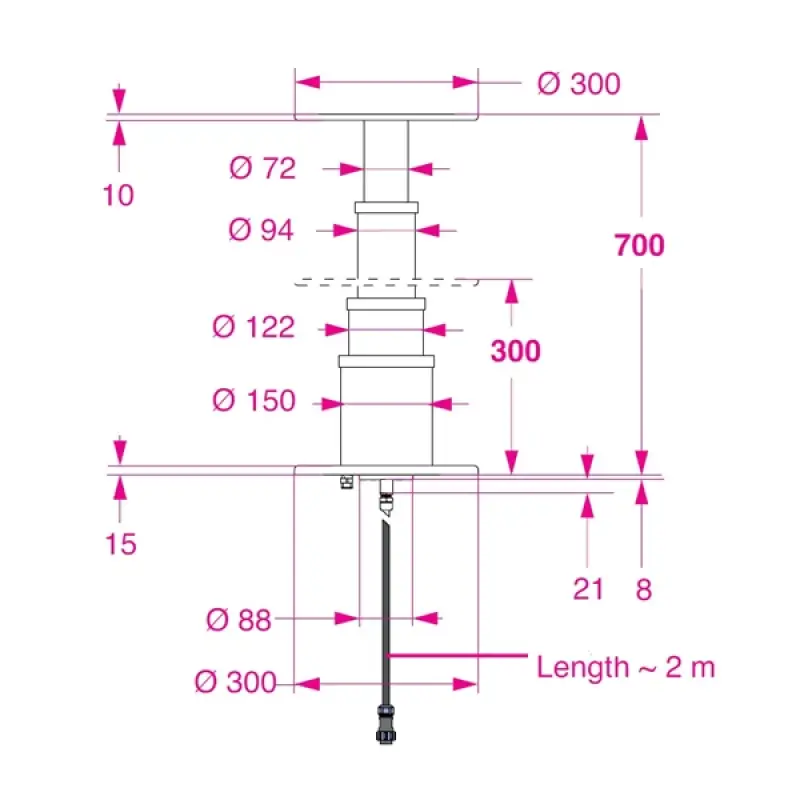 Barka Elektrikli Masa Ayağı. 12V. 3 Kademe - 700mm