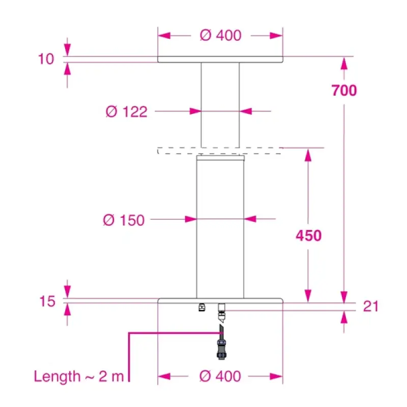 Barka Elektrikli Masa Ayağı. 24V. Tek Kademe - 700mm