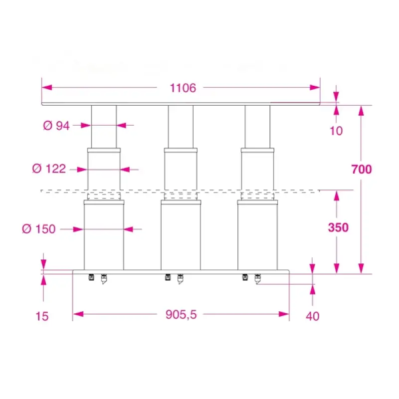 Barka Elektrikli Üçlü Masa Ayağı.12V.2 Kademe - 700mm