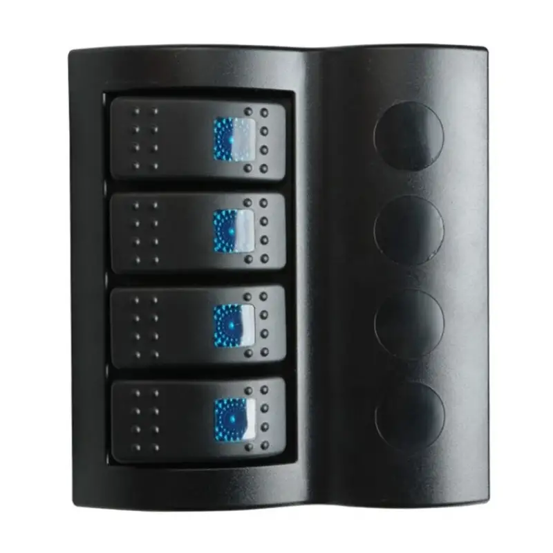 BFY Marin Otomatik Sigortalı Işıklı Switch Panel, 4 Anahtar, Mavi