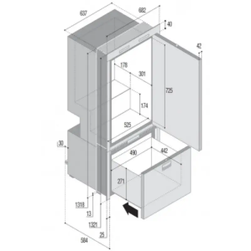 Buzdolabı/dondurucu. Model Dw250 Ocx2 Btx