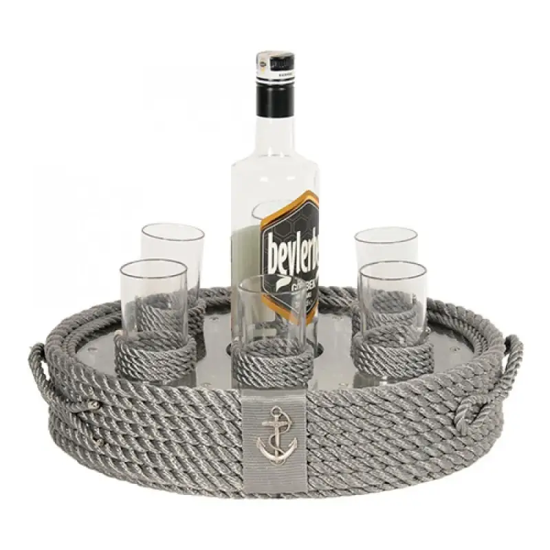 CaptainRA Rakı Bardaklı Tepsi Gri