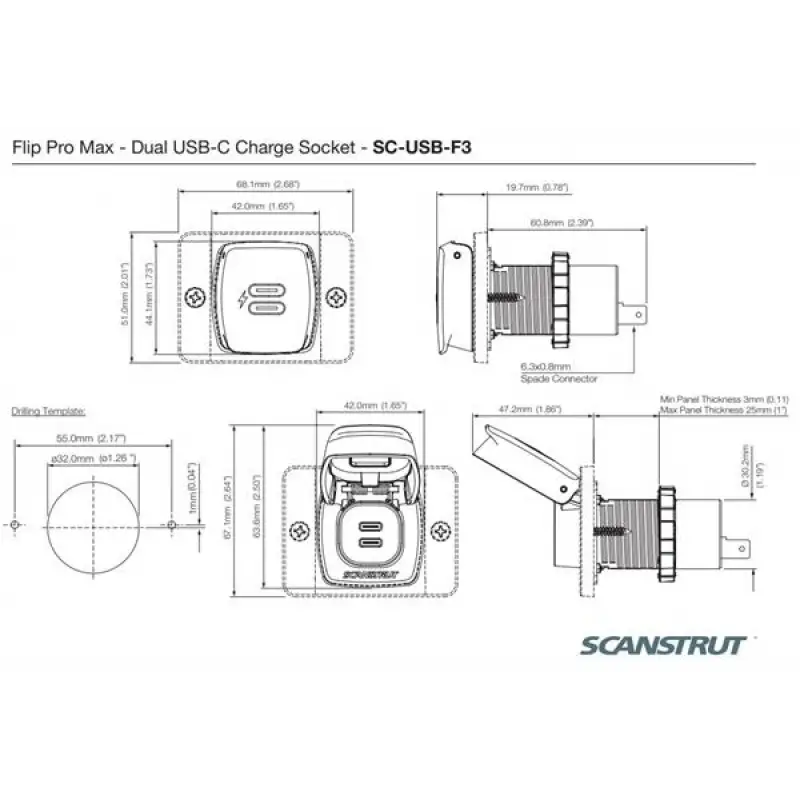 Flip Pro Max SC-USB-F3 Çiftli Type-C