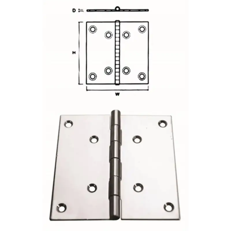 Menteşe Paslanmaz Çelik 100x100x2 mm