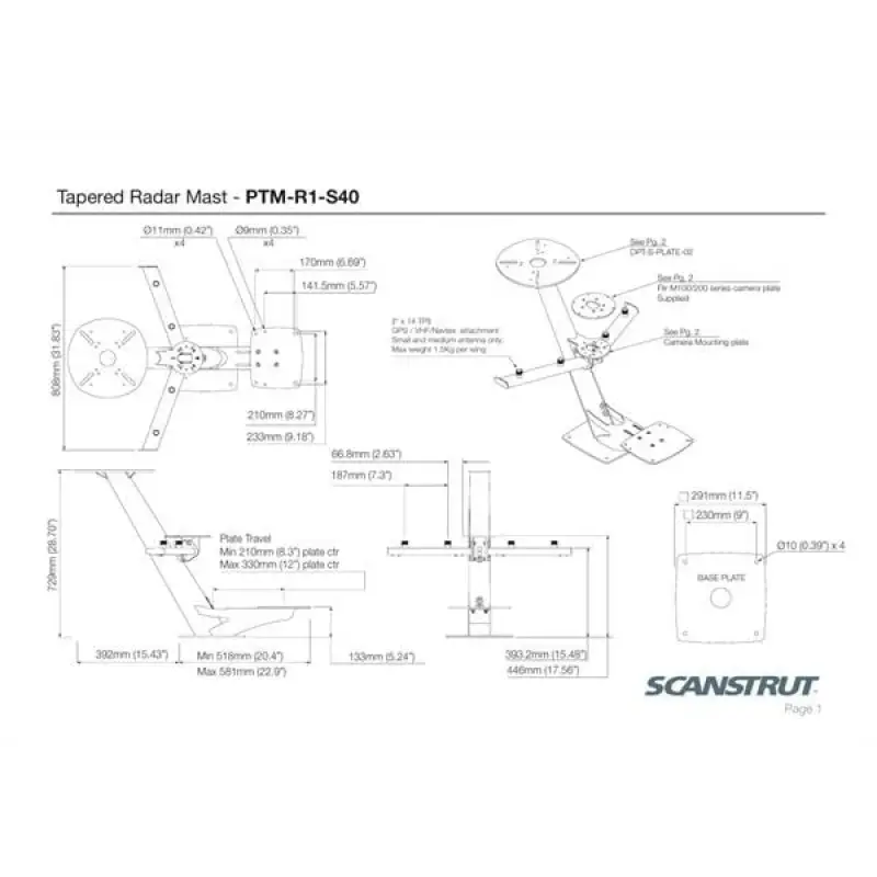 PTM-R1-S40 Montaj Ayağı. Uydu/Radar/Kamera