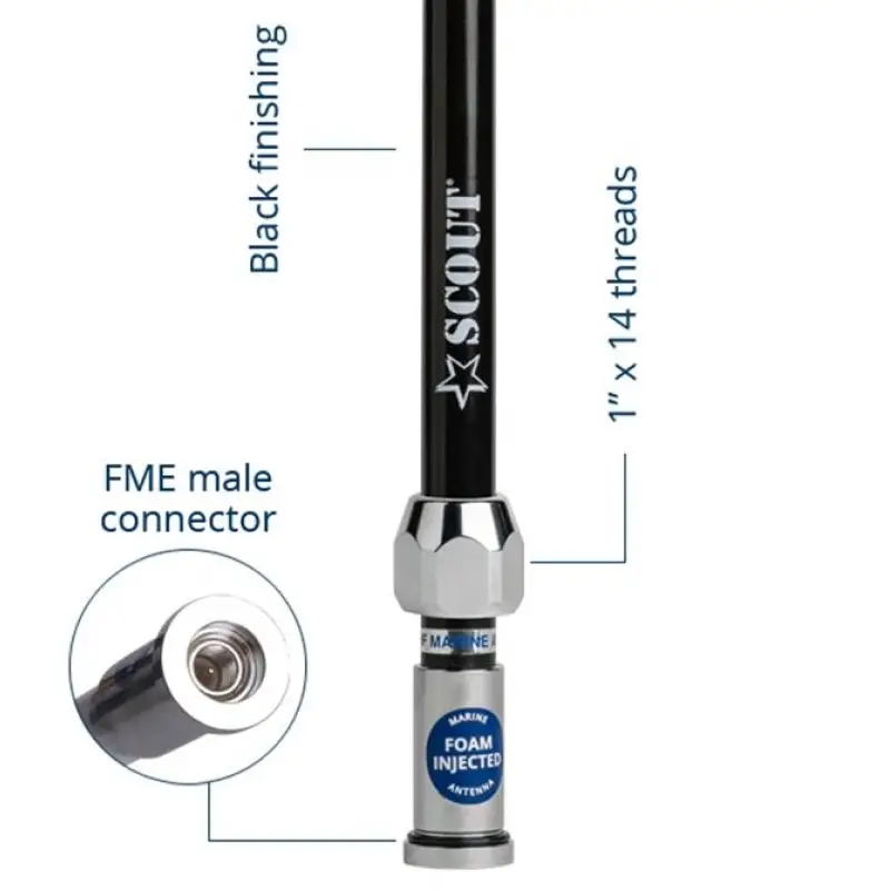 Scout Quick 2 Vhf Anteni Fiberglass 1.5 Metre Siyah