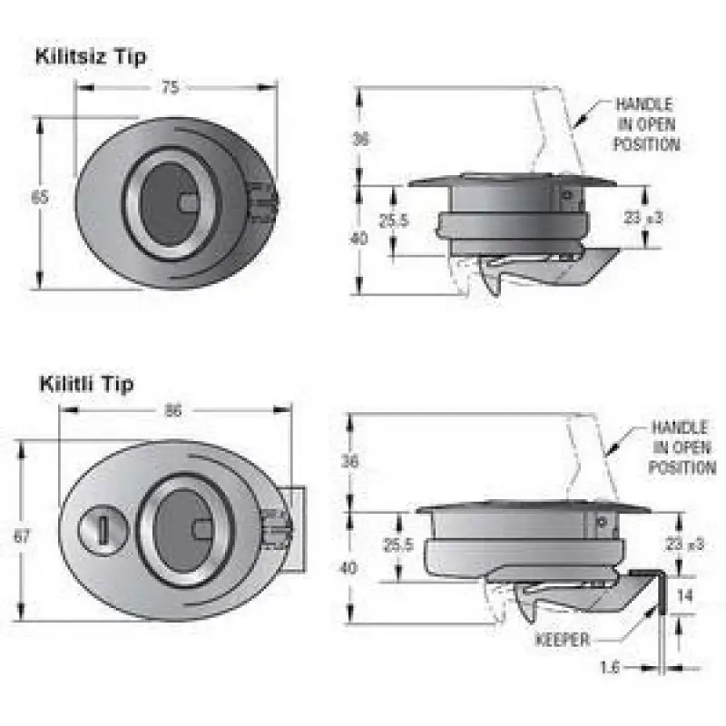 Southco Marine Beetle Kulplu Kilit