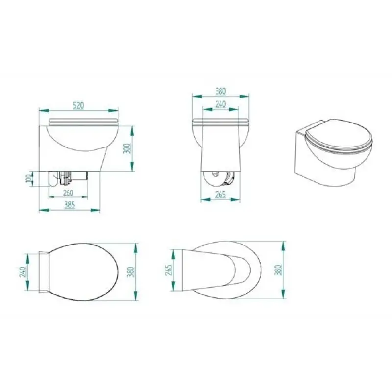 Planus Stilo Plus 12V Beyaz Kısa Taş Taharet Kitli Tuvalet