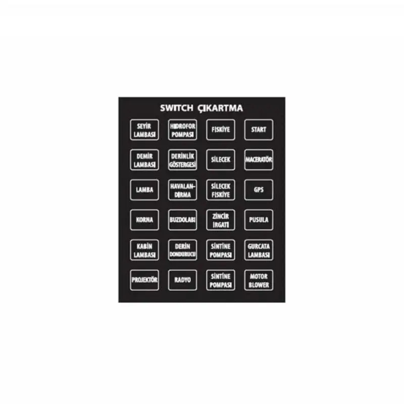 Switch Panelleri için Çıkartma Setleri - Dikdörtgen / İngilizce