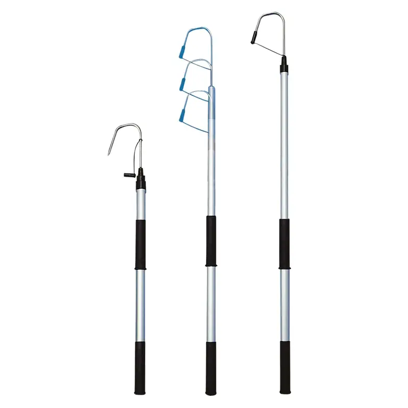 Teleskopik Alüminyum Balık Kancası . Çap Ø 30mm, L.800-1205mm & İnox Kanca Ø 8mm X W.100mm