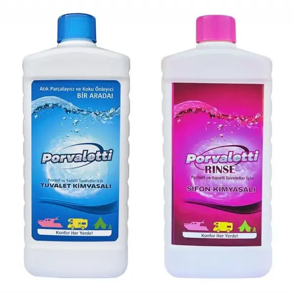 Porvaletti Portatif Tuvalet Kimyasalı 2li Set (atık Parçalayıcı ve Koku Giderici)