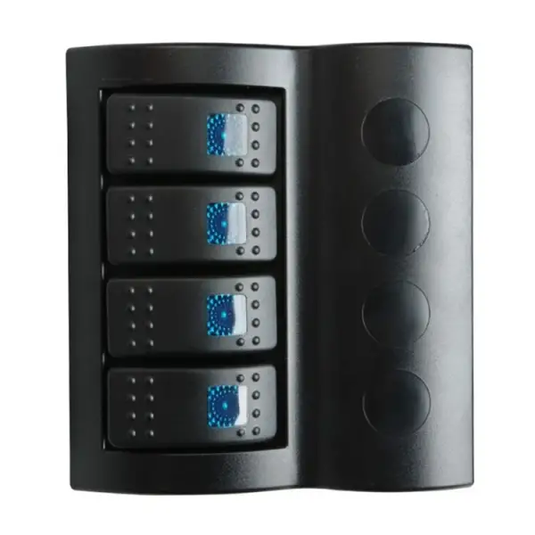 BFY Marin Otomatik Sigortalı Işıklı Switch Panel, 4 Anahtar, Mavi