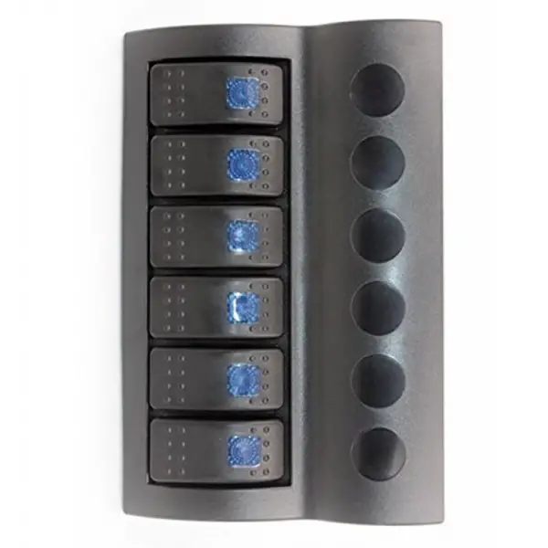 BFY Marin Otomatik Sigortalı Switch Panel, 6 Anahtar, Mavi
