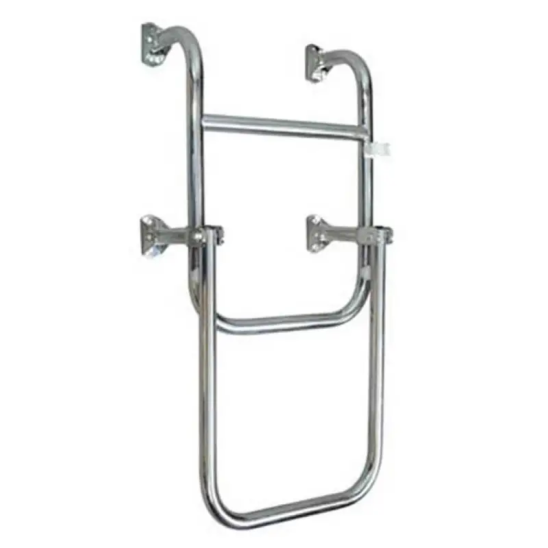 Katlanabilir Paslanmaz Krom Merdiven Genişlik: 24.5cm - 2+1 Basamak / 65cm