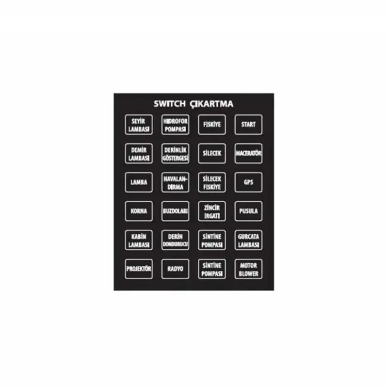 Switch Panelleri için Çıkartma Setleri - Dikdörtgen / İngilizce