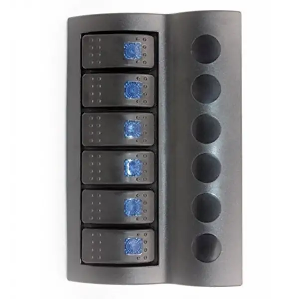 BFY Marin Otomatik Sigortalı Switch Panel, 6 Anahtar, Mavi