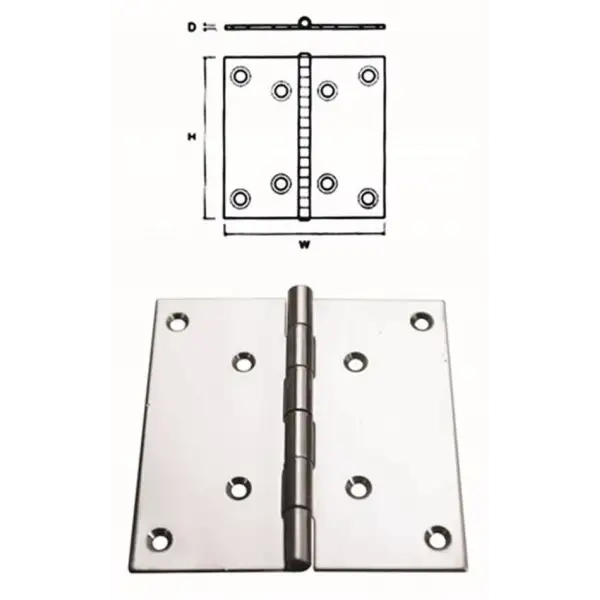 Menteşe Paslanmaz Çelik 100x100x2 mm