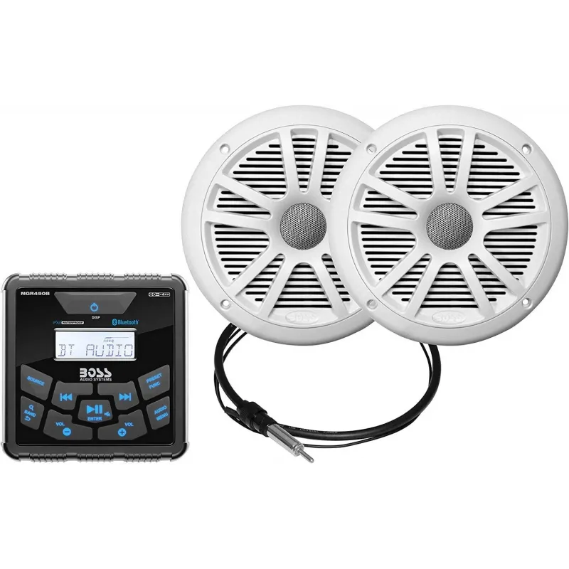 Boss Audio MCKGB450W.6 Systems Usb Aux Girişli Bluetoothlu Hoparlörlü Marin Teyp Seti