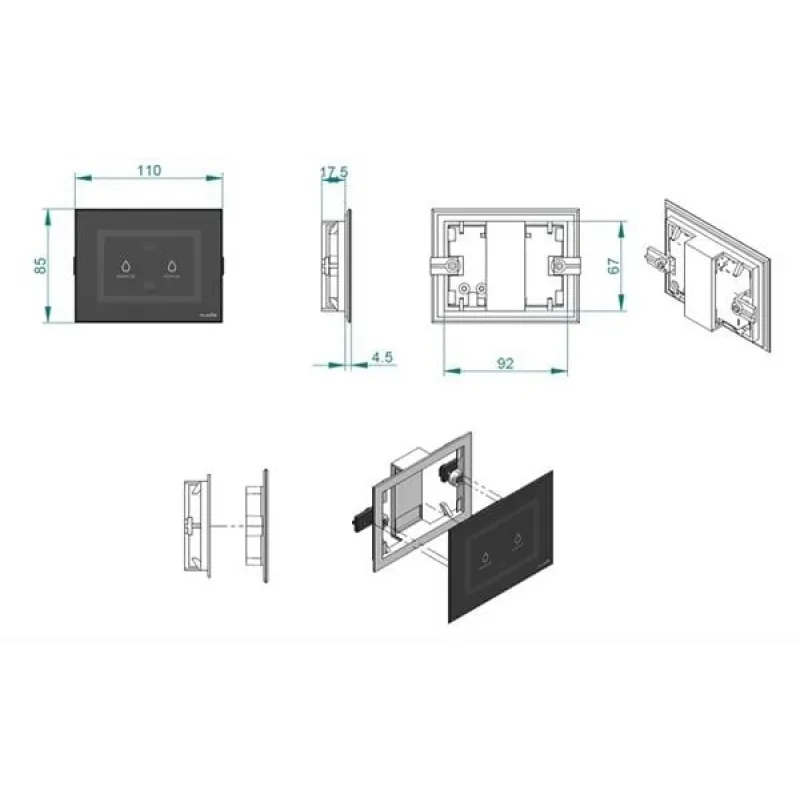Planus Beyaz Full Glass Touch Panel 2 Butonlu