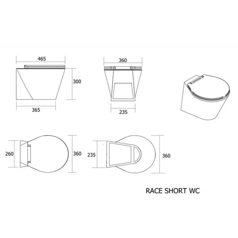 Race 12V Kısa Taş Karbon Tuvalet