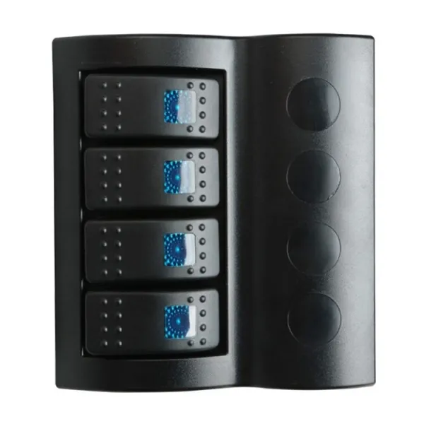 BFY Marin Otomatik Sigortalı Işıklı Switch Panel, 4 Anahtar, Mavi