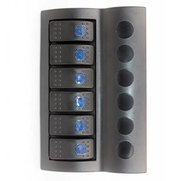 BFY Marin Otomatik Sigortalı Switch Panel, 6 Anahtar, Mavi