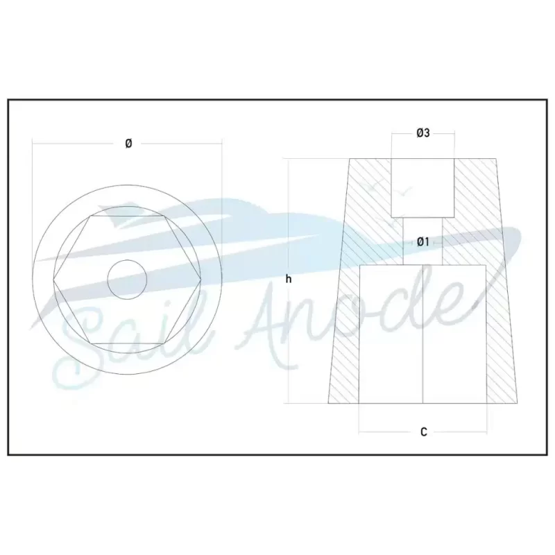 Pervane Tutyalar Altıköşe Yedek Çinko Sail Anode h-30