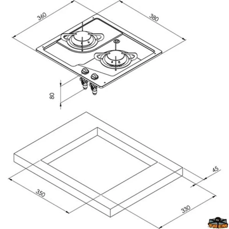 CAN PC1322 Çiftli Gömme Ocak