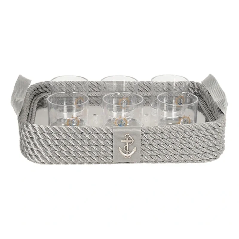 CaptainRA Viski Bardaklı Tepsi Gri