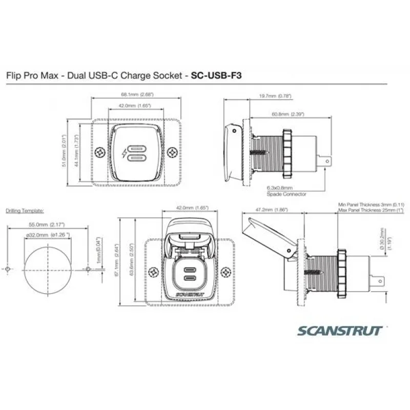Flip Pro Max SC-USB-F3 Çiftli Type-C