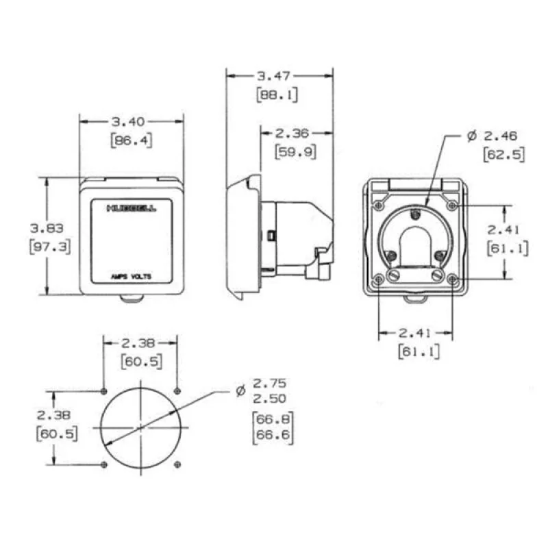 Hubbell 220V standart marin priz 32 Amper